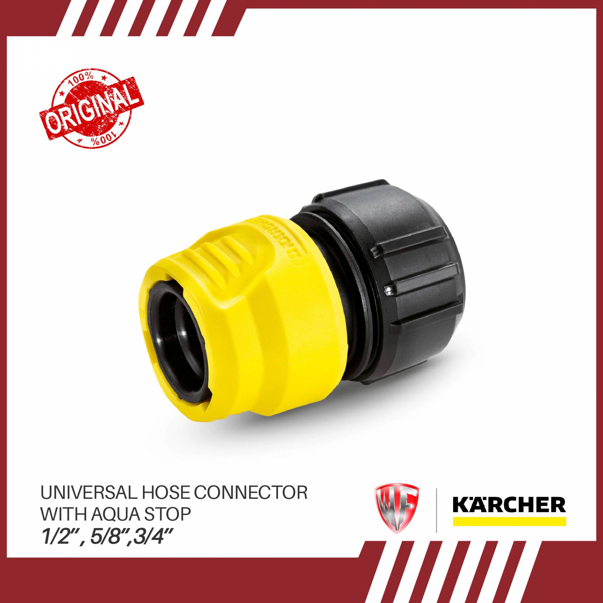 KARCHER UNIVERSAL HOSE CONNECTOR 1/2", 5/8", 3/4" w/ AQUA STOP